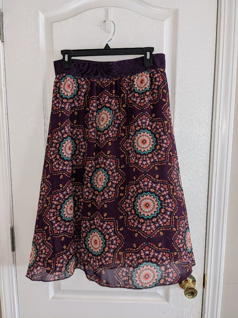 LuLaRoe Lola Skirt Purple Aztec Print Sz M - Picture 2 of 6